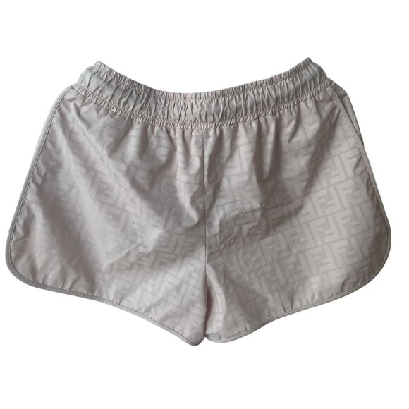 Fendi Womens Beige Monogram Nylon Drawstring Shorts With Elastic Waistband - Picture 2 of 11